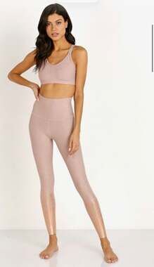 Beyond Yoga Ombre Metallic Leggings Womens XS High Waisted Sport Flex Midi Pink